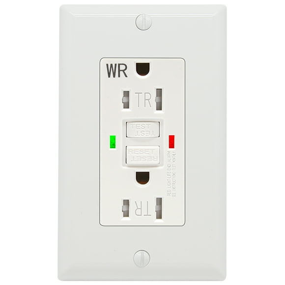 ANKO GFCI Outlet 15 Amp, Tamper-Resistant, Weather Resistant Receptacle Indoor or Outdoor Use, 2 LED Indicator with Decor Wall Plates and Screws, White