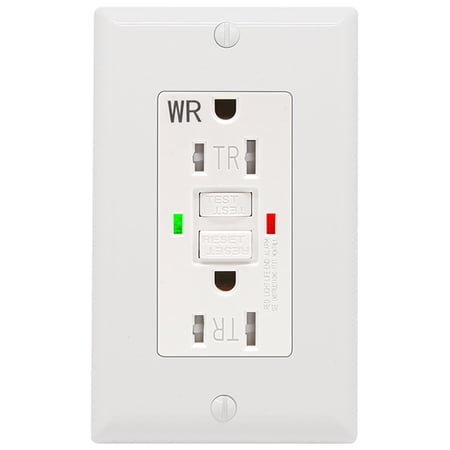 ANKO GFCI Outlet 15 Amp, Tamper-Resistant, Weather Resistant Receptacle Indoor or Outdoor Use, 2 LED Indicator with Decor Wall Plates and Screws, White