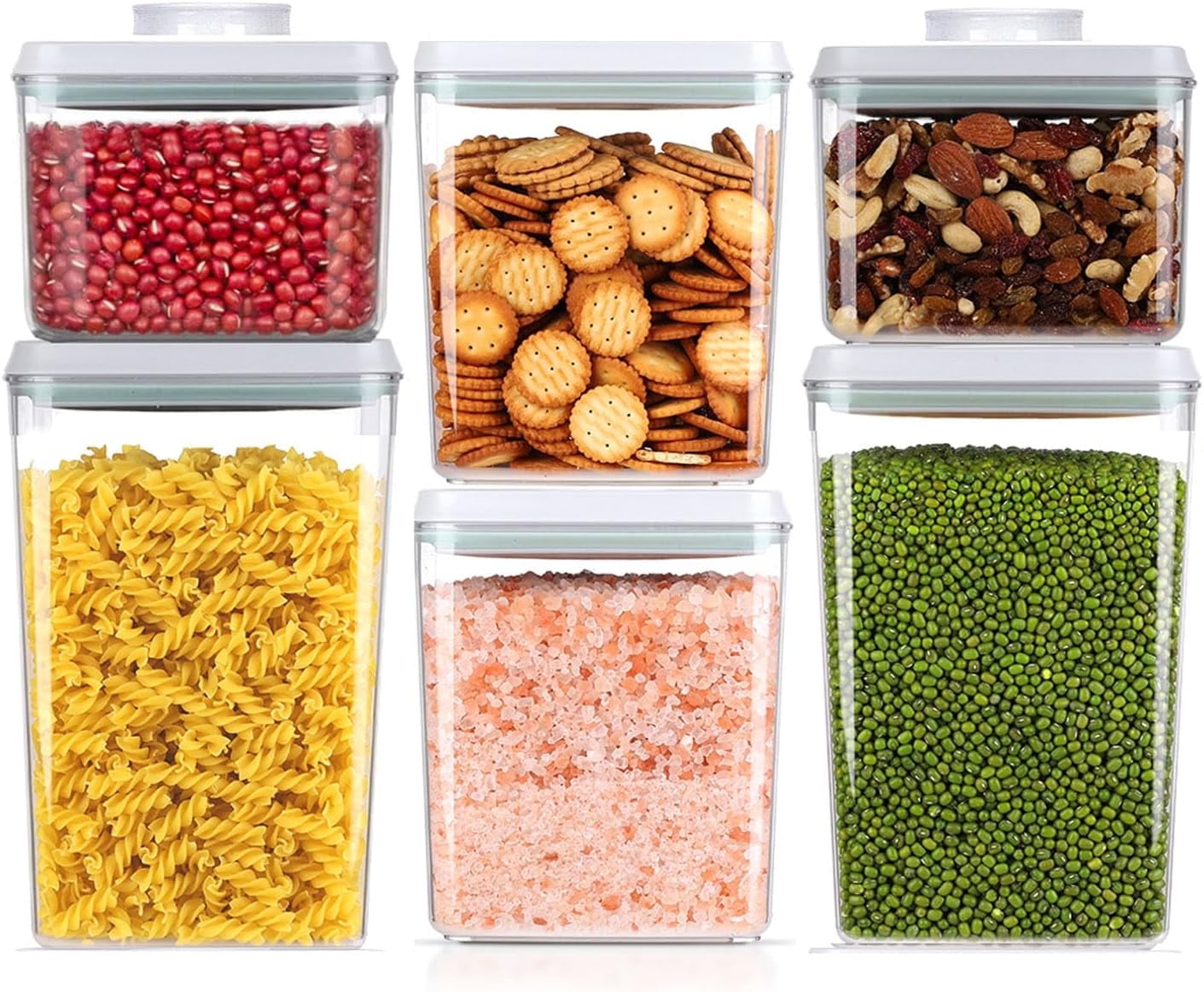 ANKOU 6-Pack Multi-Size Airtight Food Container Set, Pop Lid & Stackable for Pantry