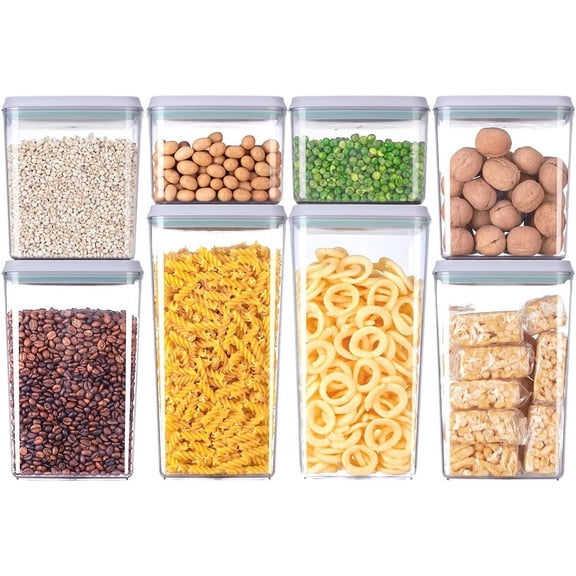 ANKOU 8-Pack Multi-Size Airtight Food Container Set, Pop Lid & Stackable for Pantry