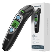 ANKOVO Black Digital Infrared No-Contact Ear and Forehead Thermometer with LCD Screen, Memory Recall & Fever Alarm
