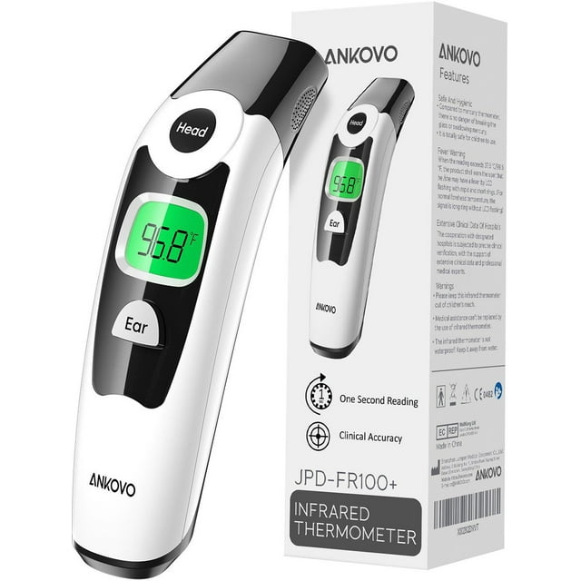 ANKOVO Digital Infrared Thermometer Forehead and Ear Fever Alarm