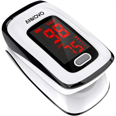 ANKOVO Fingertip Pulse Oximeter with Batteries & Lanyard, Bar Graphs, Heart Rate Monitor