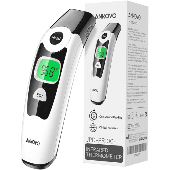 ANKOVO Infrared Digital Thermometer, Ear & Forehead Thermometer for Infant and Toddlers, Fr100