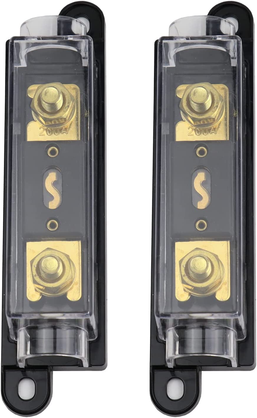 ANL Fuse Holder Kit - 2pcs Fuse Distribution Block with Protective Cover & 2pcs 200A Inline Fuses 200 AMP - Car Boat Audio Stereo Amplifier Alarm Circuit Protection