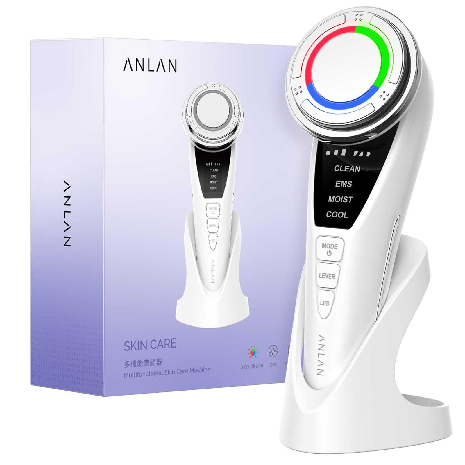 ANLAN Multi Function LED Heat Ultrasonic EMS Facial Massager Pro 
