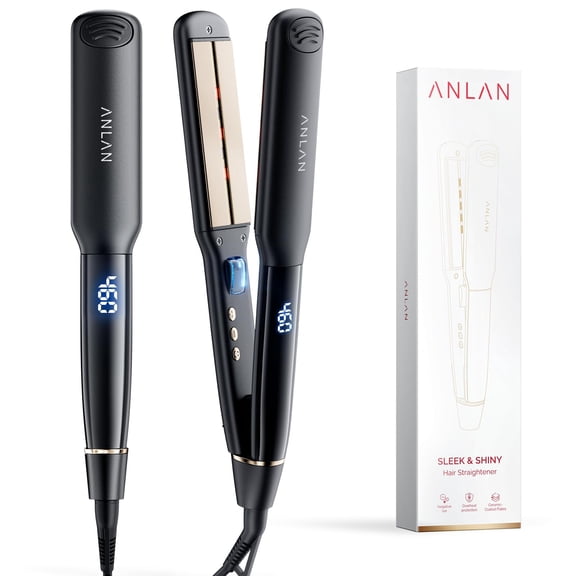 ANLAN Infrared Hair Straightener, 1.4" Ceramic Flat Iron with 20s Fast Heating, Negative Ions, 210460F Adjustable, Dual Voltage & Auto Shut-Off for Smooth, Shiny Styles