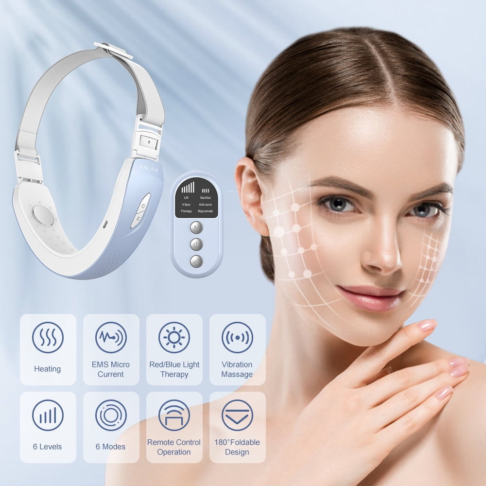 ANLAN V-Face Lifting Device EMS Face Massager Double Chin Remove Red/Blue  LED Light Therapy Face Lift Device - Walmart.com