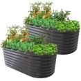 thumbnail image 1 of ANLEOLIFE 2 PACK 6x3x2 ft Galvanized Raised Garden Beds Outdoor, Oval Large Metal Deep Root Planter Box for Planting Vegetables Flowers Herb, Anti-Rust, Quartz Grey, 1 of 8
