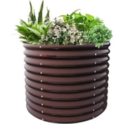 A ANLEOLIFE 30" Extra Tall Galvanized Raised Garden Beds Outdoor, 3x2.5ft Round Metal Planter Boxes for Planting Vegetables, Flowers, Fruits, Eco-Safe & Easy Setup, Caf Bronze