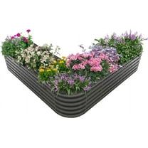 ANLEOLIFE Heart-Shaped Galvanized Raised Garden Beds Outdoor,81x81x18in Large Metal Planter Box for Planting Vegetables Flowers Herb, Anti-Rust & Easy-Setup, Grey