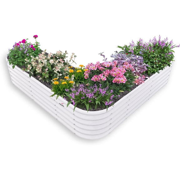 ANLEOLIFE Heart-Shaped Galvanized Raised Garden Beds Outdoor,81x81x19in Large Metal Planter Box for Planting Vegetables Flowers Herb, Anti-Rust & Easy-Setup, White