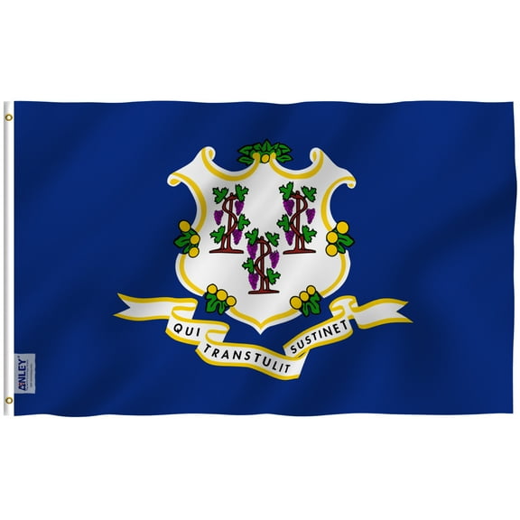 ANLEY Fly Breeze 3x5 Foot Connecticut State Polyester Flag - Vivid Color and UV Fade Resistant - Canvas Header and Double Stitched - Connecticut CT Flags with Brass Grommets 3 X 5 Ft