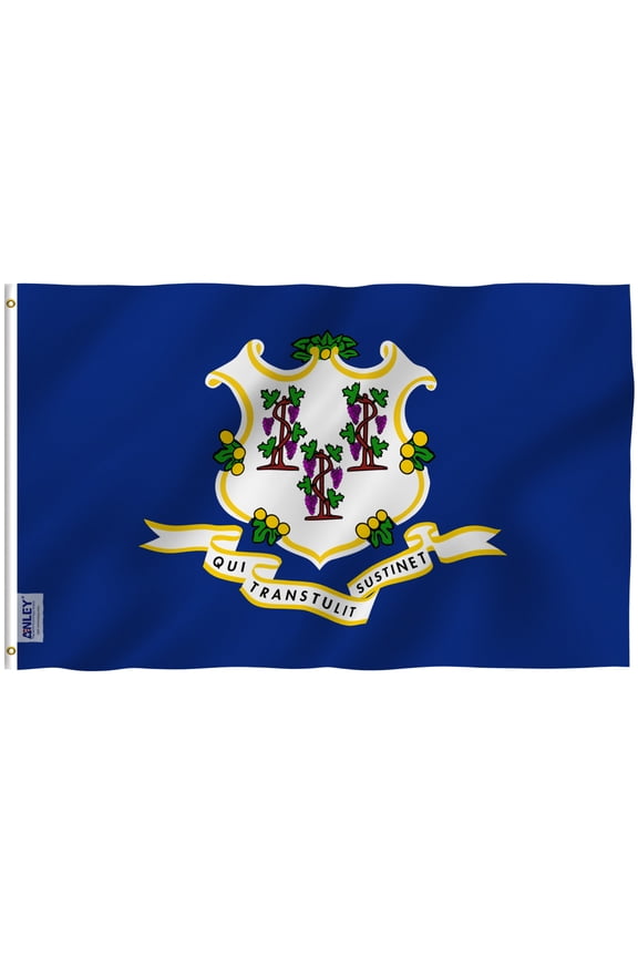 Fly Breeze 3x5 Foot Connecticut State Polyester Flag - Vivid Color and UV Fade Resistant - Canvas Header and Double Stitched - Connecticut CT Flags with Brass Grommets 3 X 5 Ft