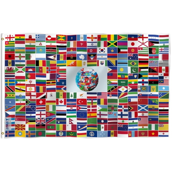 ANLEY 3x5 Feet Global World Flag - 216 International Country Flags Polyester