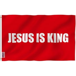 ANLEY 3x5 Foot Jesus is King Flag - White Christian Flags Polyester