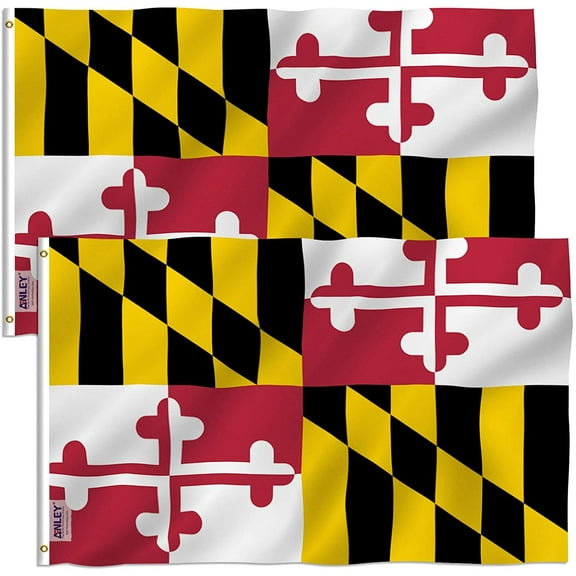 ANLEY 3x5 Foot Maryland State Polyester Flag - Maryland MD Flags (Pack of 2)