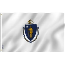 ANLEY Fly Breeze 3x5 Foot Massachusetts State Flag - Vivid Color and UV Fade Resistant - Canvas Header and Double Stitched - Massachusetts MA Flags Polyester with Brass Grommets 3 X 5 Ft"