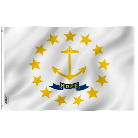 ANLEY Fly Breeze 3x5 Foot Rhode Island State Flag - Vivid Color and UV Fade Resistant - Canvas Header and Double Stitched - Rhode Island RI Flags Polyester with Brass Grommets 3 X 5 Ft