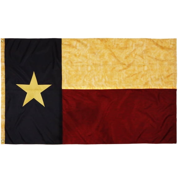 ANLEY 3x5 Ft Vintage Style Tea Stained Texas State Flag - Embroidered Antiqued Texan TX State Banner
