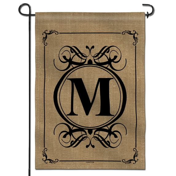 ANLEY Classic Monogram Letter M Garden Flag, Double Sided Family Last Name Initial Yard Flags 18 x 12.5 Inch
