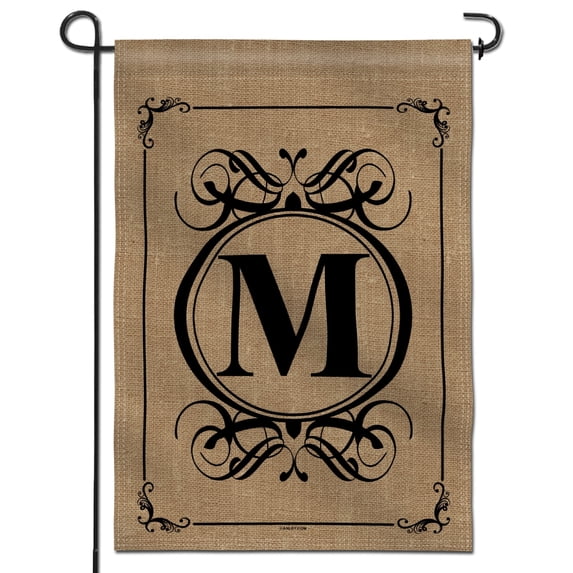 ANLEY Classic Monogram Letter M Garden Flag, Double Sided Family Last Name Initial Yard Flags 18 x 12.5 Inch