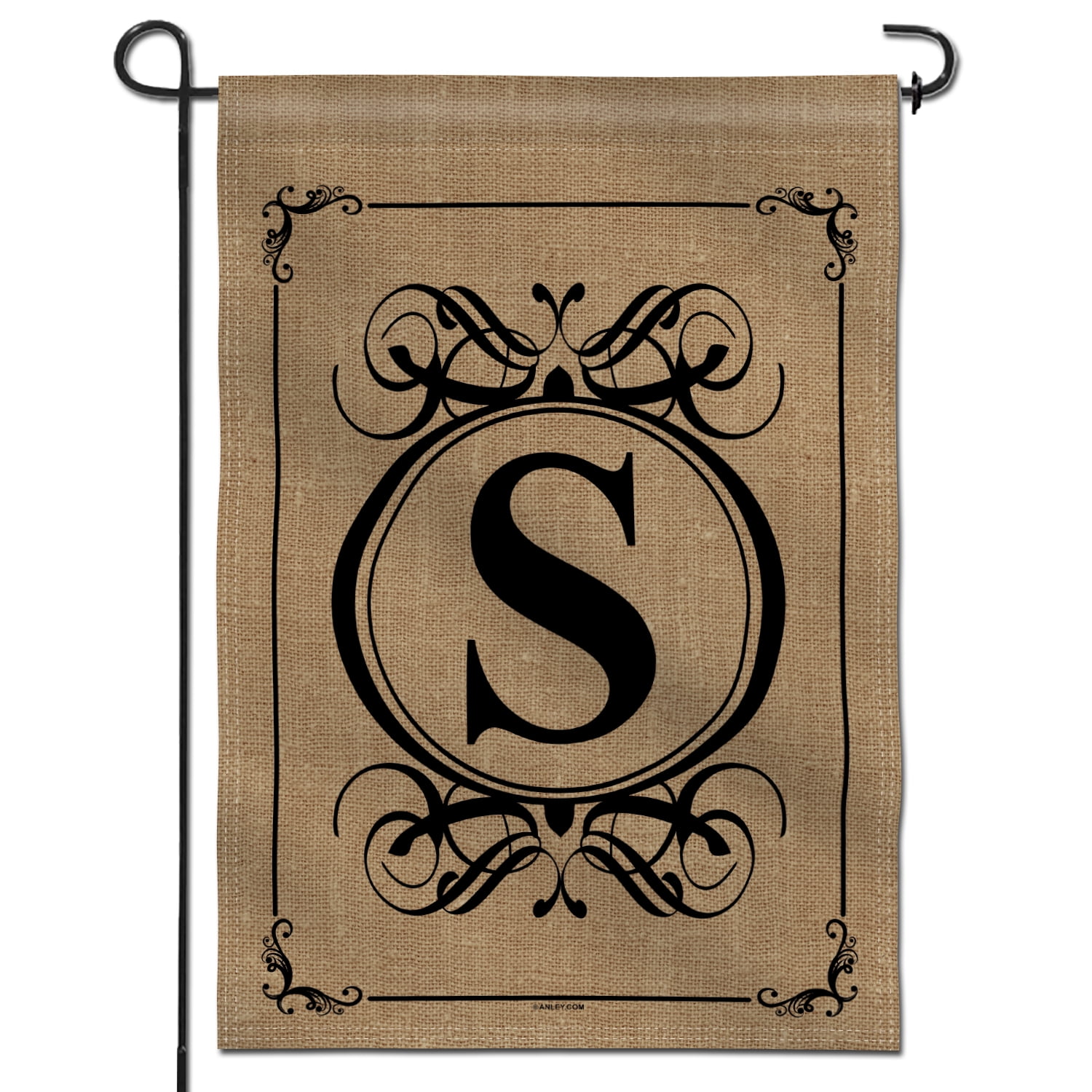 Classic Monogram Letter S Beige Polyester Garden Flag