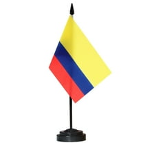 ANLEY Colombia Deluxe Desk Flag Set - 6 x 4 Inch Miniature Colombian Desktop Flag