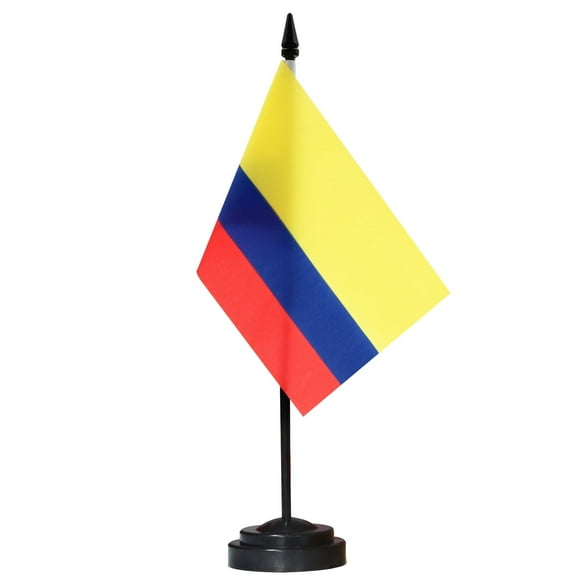 ANLEY Colombia Deluxe Desk Flag Set - 6 x 4 Inch Miniature Colombian Desktop Flag