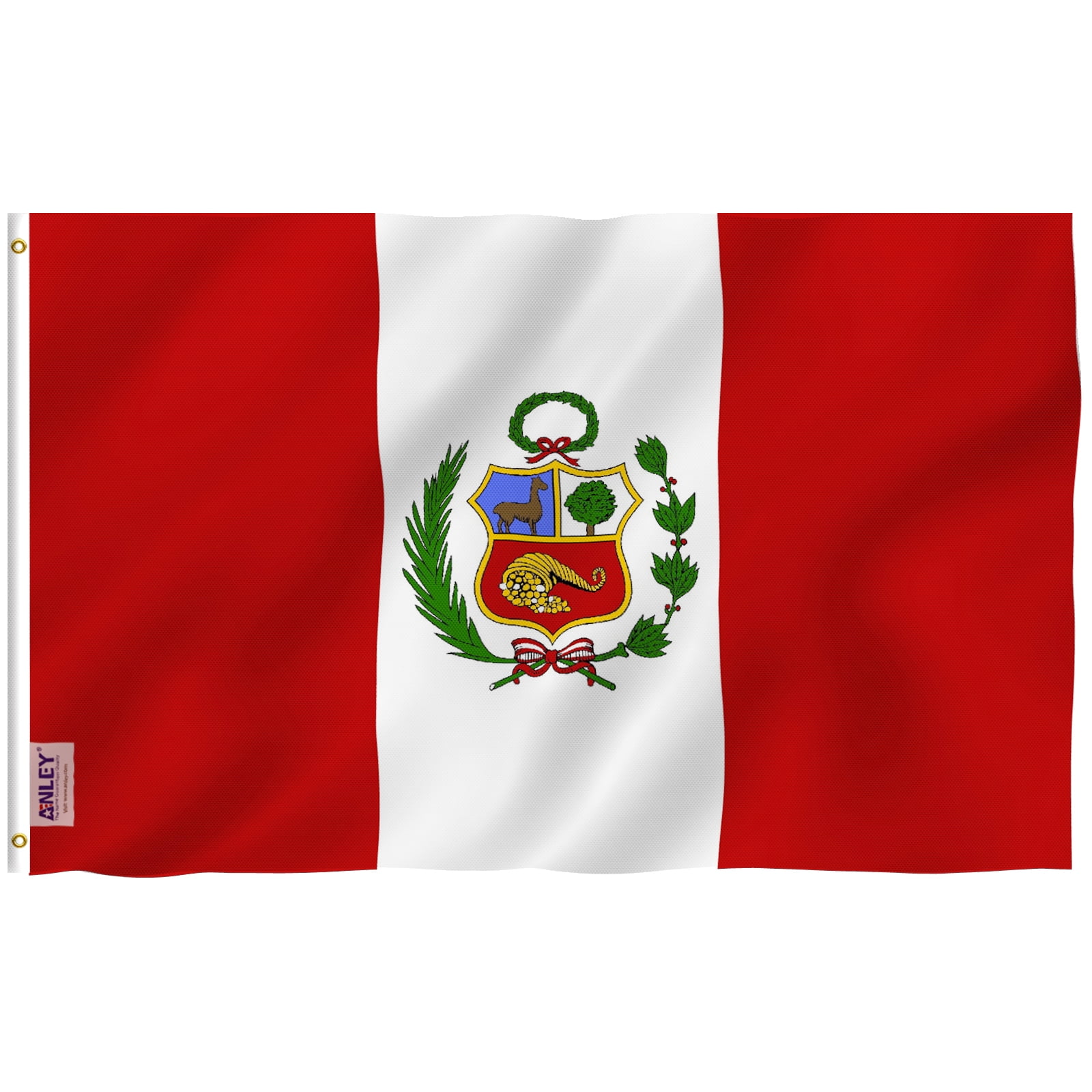 Peruvian National Flag with Brass Grommets, 3x5 Feet Polyester