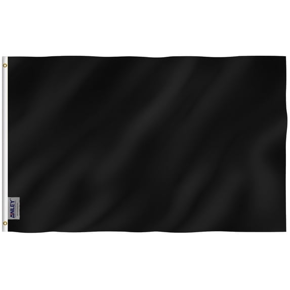 ANLEY Fly Breeze 3x5 Foot Solid Black Flag - Vivid Color and Fade Proof - Canvas Header and Double Stitched - Plain Black Flags Polyester with Brass Grommets 3 X 5 Ft