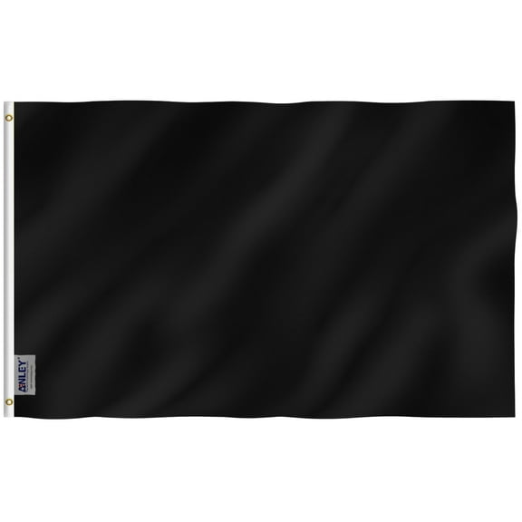 ANLEY Fly Breeze 3x5 Foot Solid Black Flag - Vivid Color and Fade Proof - Canvas Header and Double Stitched - Plain Black Flags Polyester with Brass Grommets 3 X 5 Ft