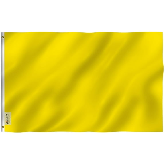 ANLEY Fly Breeze 3x5 Foot Solid Yellow Flag - Vivid Color and Fade Proof - Canvas Header and Double Stitched - Plain Yellow Flags Polyester