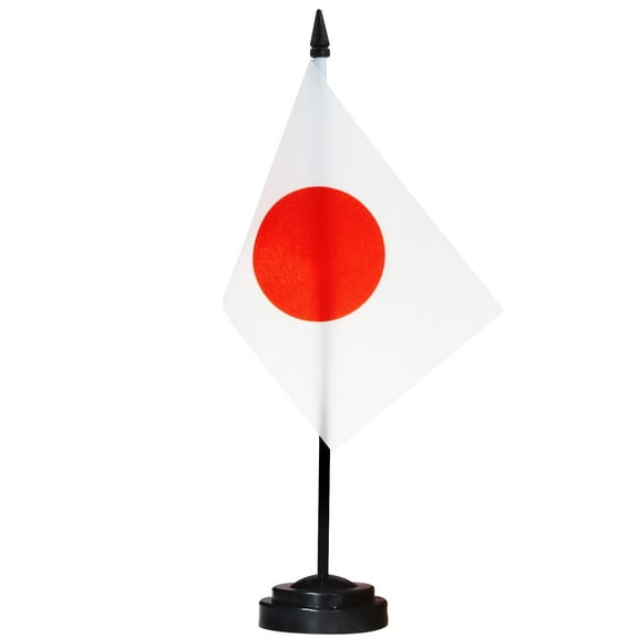 ANLEY Japan Deluxe Desk Flag Set - 6 in x 4 in Miniature Japanese Desktop Flag