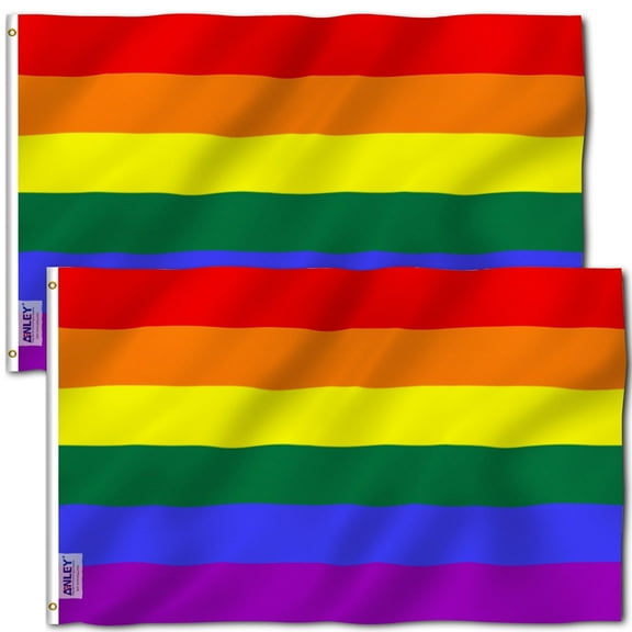 (2 Pack) Anley 3 x 5 feet Rainbow Pride Flags - Gay LGBT Pride Day Month Parade LGBTQ Community Banner Flags
