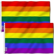 2 Pack Anley 3 x 5 feet Rainbow Pride Flags - Gay LGBT Pride Day Month Parade LGBTQ Community Banner Flags