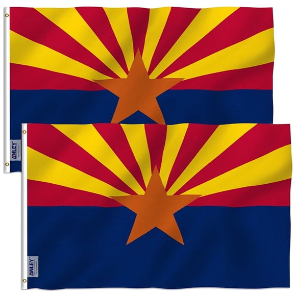 ANLEY Pack of 2 Fly Breeze 3x5 Foot Arizona State Polyester Flag - Arizona AZ State Flags with Brass Grommets