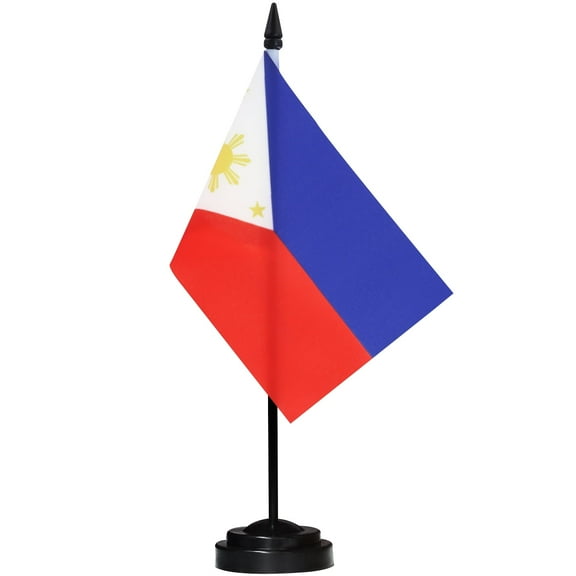 ANLEY Philippines Deluxe Desk Flag Set - 6 in x 4 in Miniature Philippine Desktop Flag