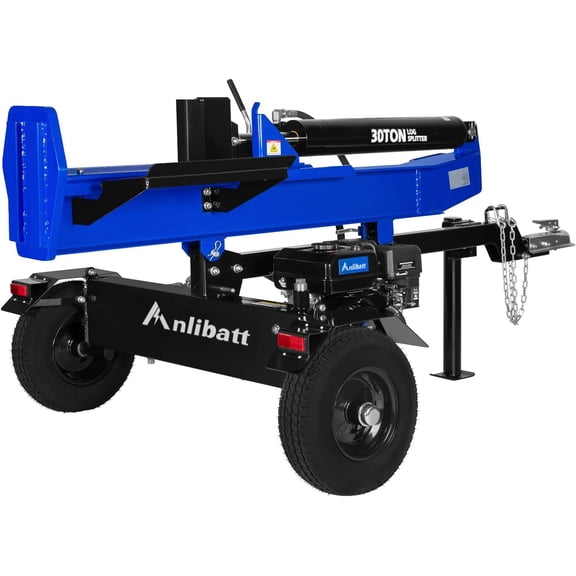 ANLIBATT 30-Ton Gas Log Splitter, Full Beam Horizontal & Vertical Wood Splitter, Auto Return Hydraulic System for Firewood