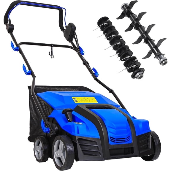 ANLIBATT Dethatcher 2in1 16" Corded Electric Scarifier 15-Amp Depth Adjustment 14.5-Gallon Collection Bag Adjustable Handle Lawn Grass Thatching Rake