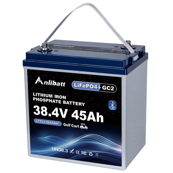 ANLIBATT Golf Cart LiFePO4 Battery 36V 45Ah Grade A Bluetooth Deep Cycles Rechargeable Lithium Battery with Built-in 100A BMS for Golf Cart, Solar System, Rvs