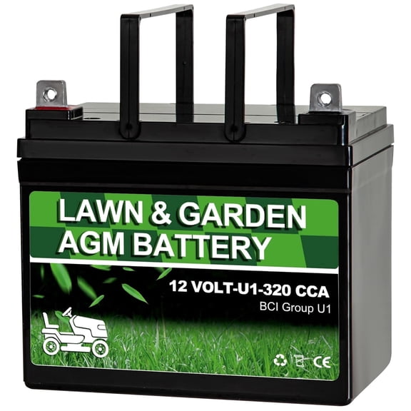 ANLIBATT Lawn Mower Battery AGM Group Size U1 12 Volt 320 CCA BMS Sealed Lead Acid Batteries for John Deere Cub Cadet Garden Tractor Lawnmower