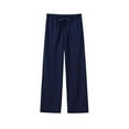 thumbnail image 1 of ANLIQI 100% Cotton Mens Pajama Pants Lightweight Sleep Lounge Bottoms Elastic Waistband Button Fly With Pockets (Navy Blue,L), 1 of 6