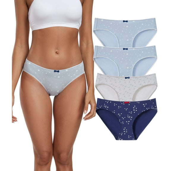 ANLIQI Cotton Womens Underwear Comfortable Hipster Panties for Women Soft Briefs Cute Bikini Underpants(4N,4 PKS,M)