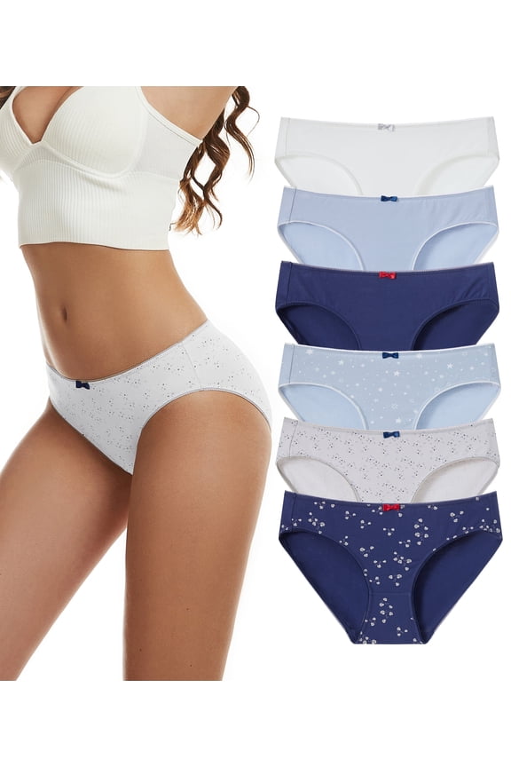 Cotton Womens Underwear Comfortable Hipster Panties for Women Soft Briefs Cute Bikini Underpants(6O,6 PKS,2XL)