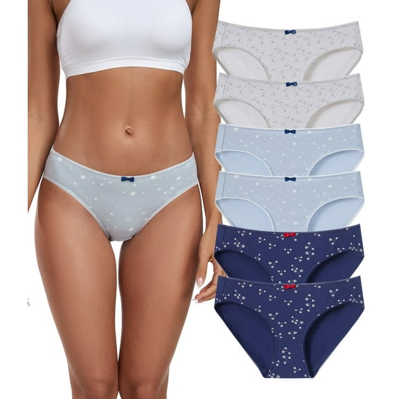 ANLIQI Cotton Womens Underwear Comfortable Hipster Panties for Women Soft Briefs Cute Bikini Underpants(6R,6 PKS,XL)