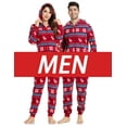 thumbnail image 1 of ANLIQI Couples Matching Christmas Pajamas Sets Hooded Fleece Zipper Plaid Pjs Set Union Suits Soft Warm Jumpsuit(Mens, SF, 2XL), 1 of 8