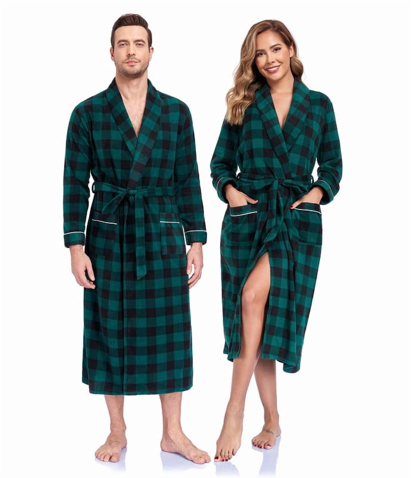 Red Plaid Robe ANLIQI Couples Matching Chritsmas Robes Soft Fleece Red Plaid Robe Long ...