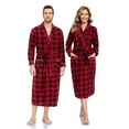 thumbnail image 1 of ANLIQI Couples Matching Chritsmas Robes Soft Fleece Red Plaid Robe Long Cozy Warm Bathrobe with Pockets (Womens,DR, 2XL), 1 of 5