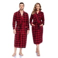 thumbnail image 1 of ANLIQI Couples Matching Chritsmas Robes Soft Fleece Red Plaid Robe Long Cozy Warm Bathrobe with Pockets (Womens,DR, XL), 1 of 5